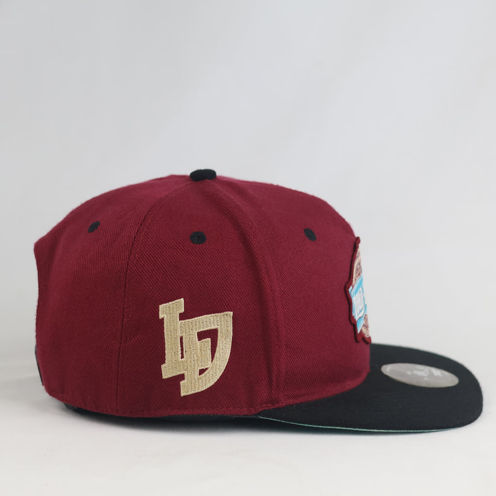 Thrifted Sourkrauts Burgundy & Black Embroidered Snapback Cap (Size 57–59 cm) | 10881
