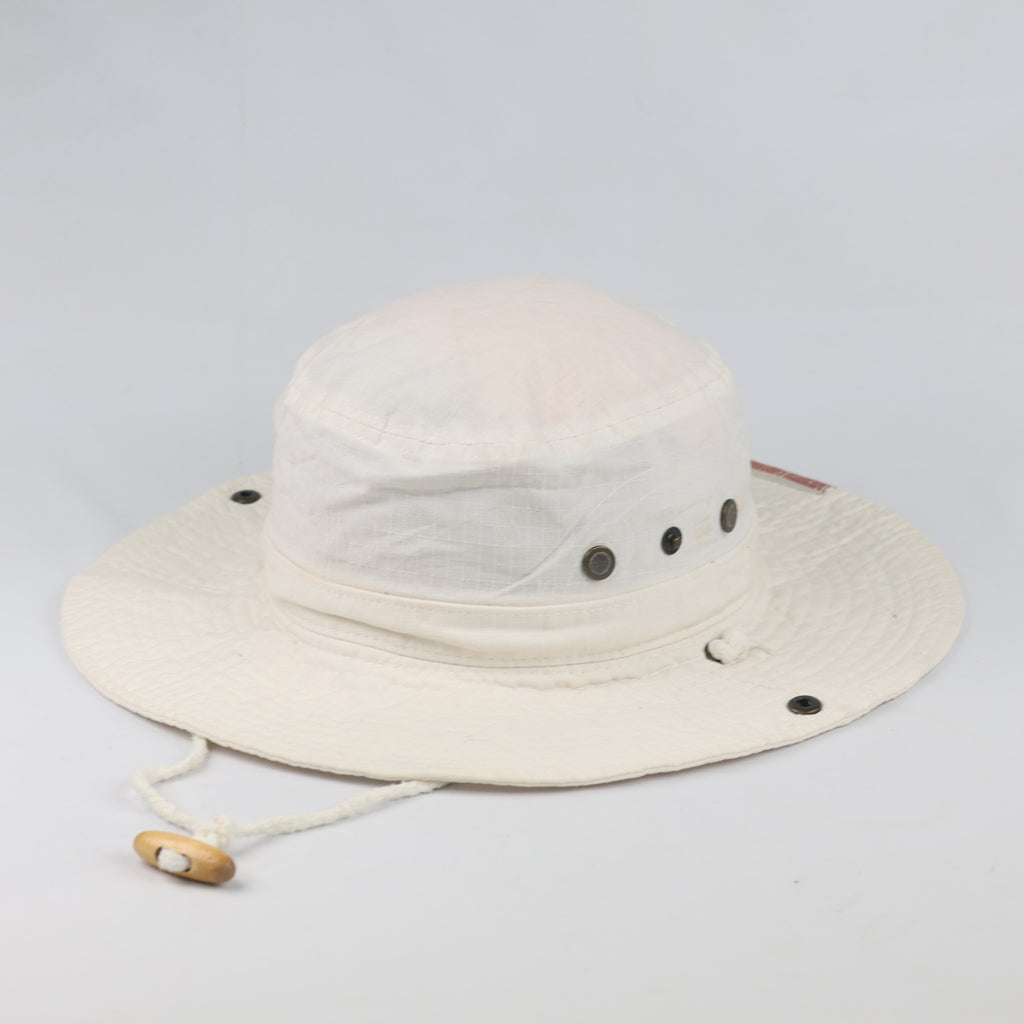 Thrifted Michiko London White Ripstop Chinstrap Sun Hat - Size 58cm