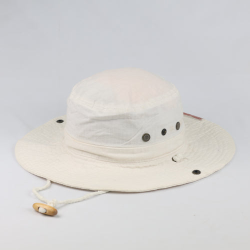 Thrifted Michiko London White Ripstop Chinstrap Sun Hat - Size 58cm