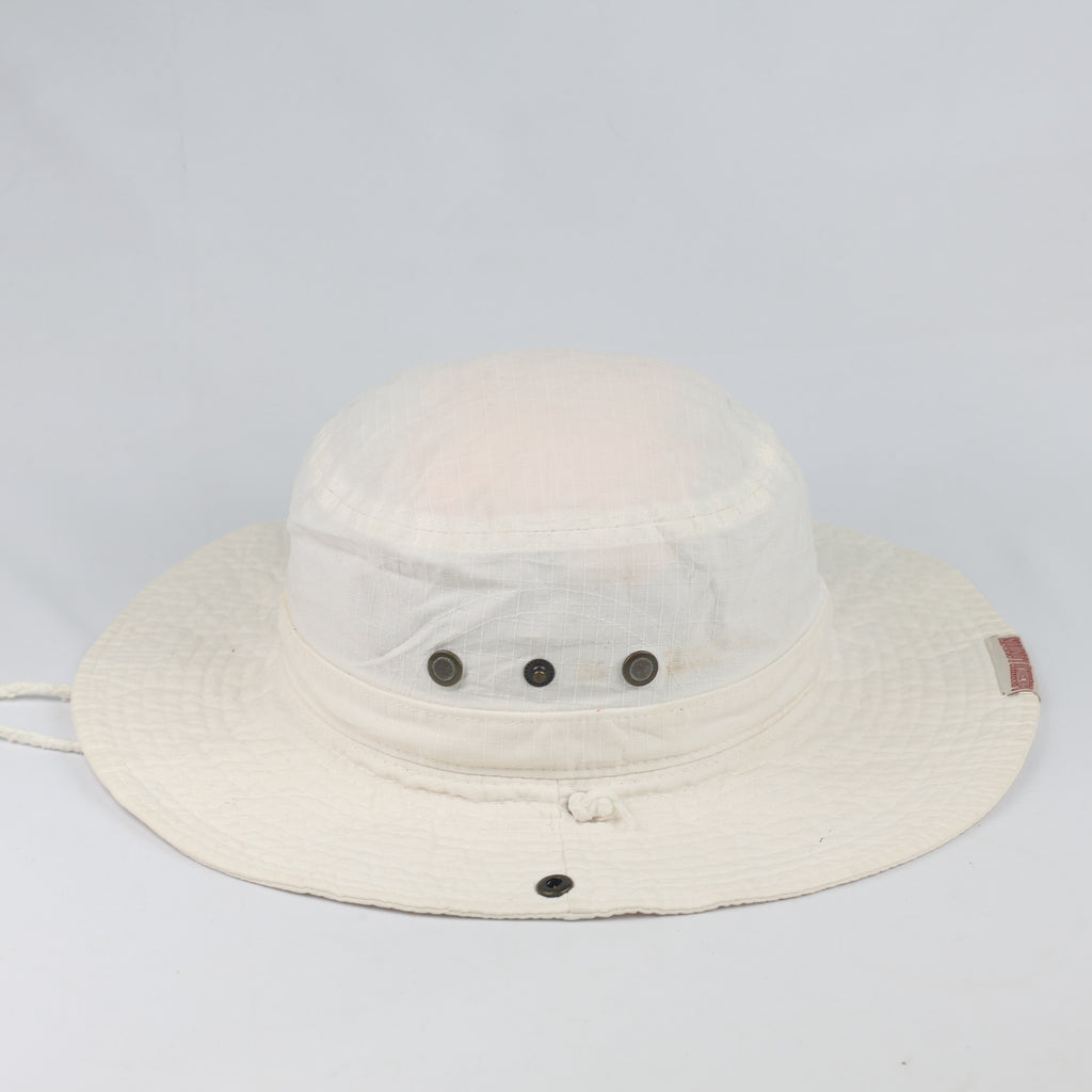 Thrifted Michiko London White Ripstop Chinstrap Sun Hat - Size 58cm