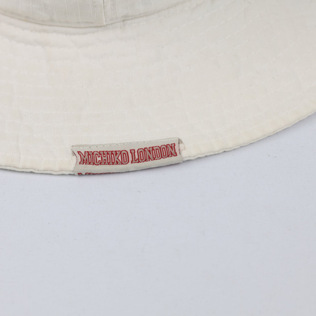 Thrifted Michiko London White Ripstop Chinstrap Sun Hat - Size 58cm