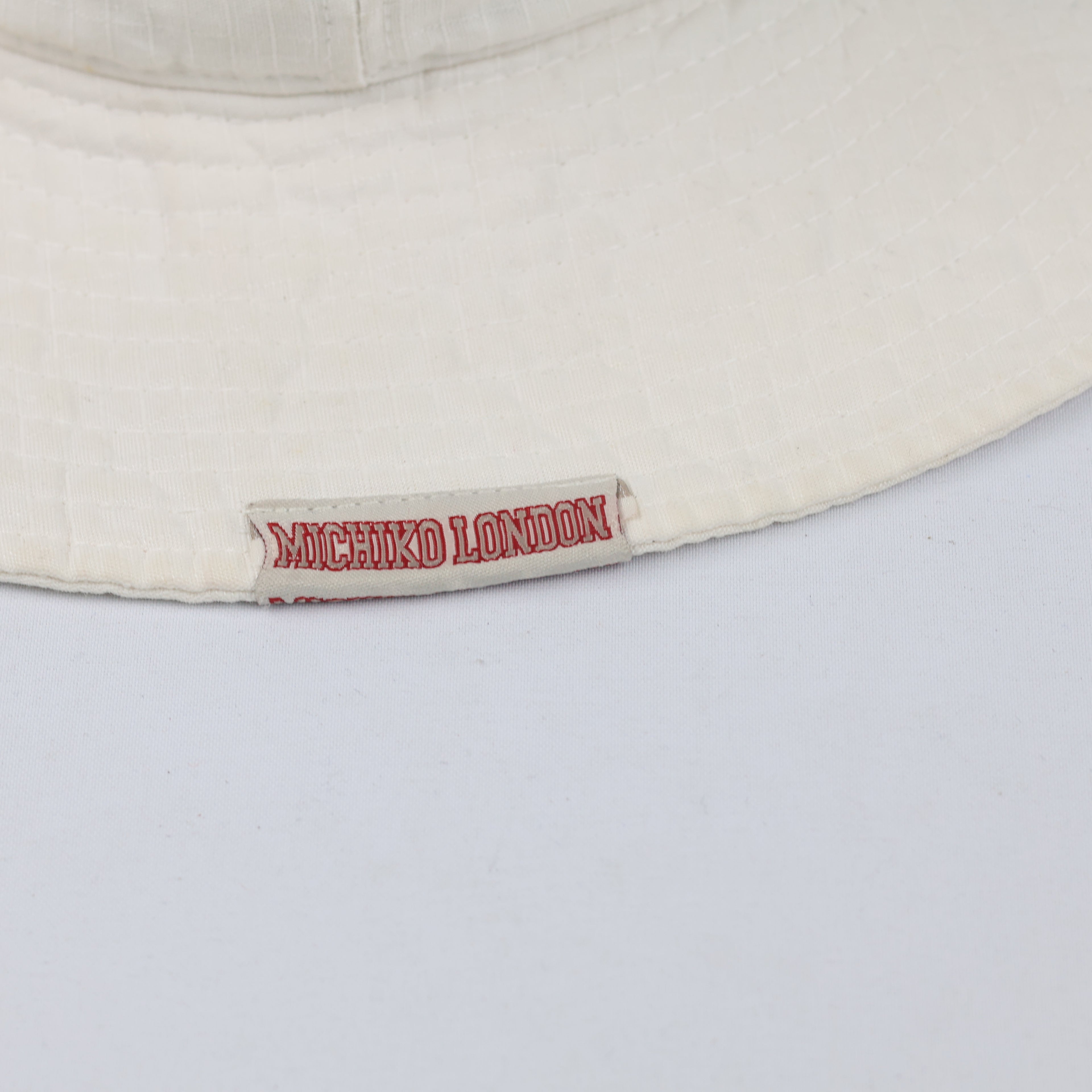 Thrifted Michiko London White Ripstop Chinstrap Sun Hat - Size 58cm
