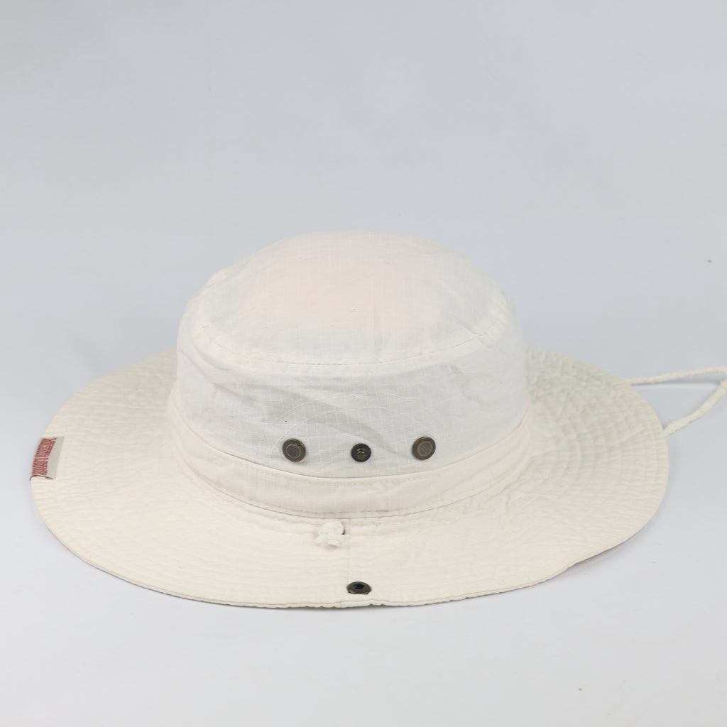 Thrifted Michiko London White Ripstop Chinstrap Sun Hat - Size 58cm