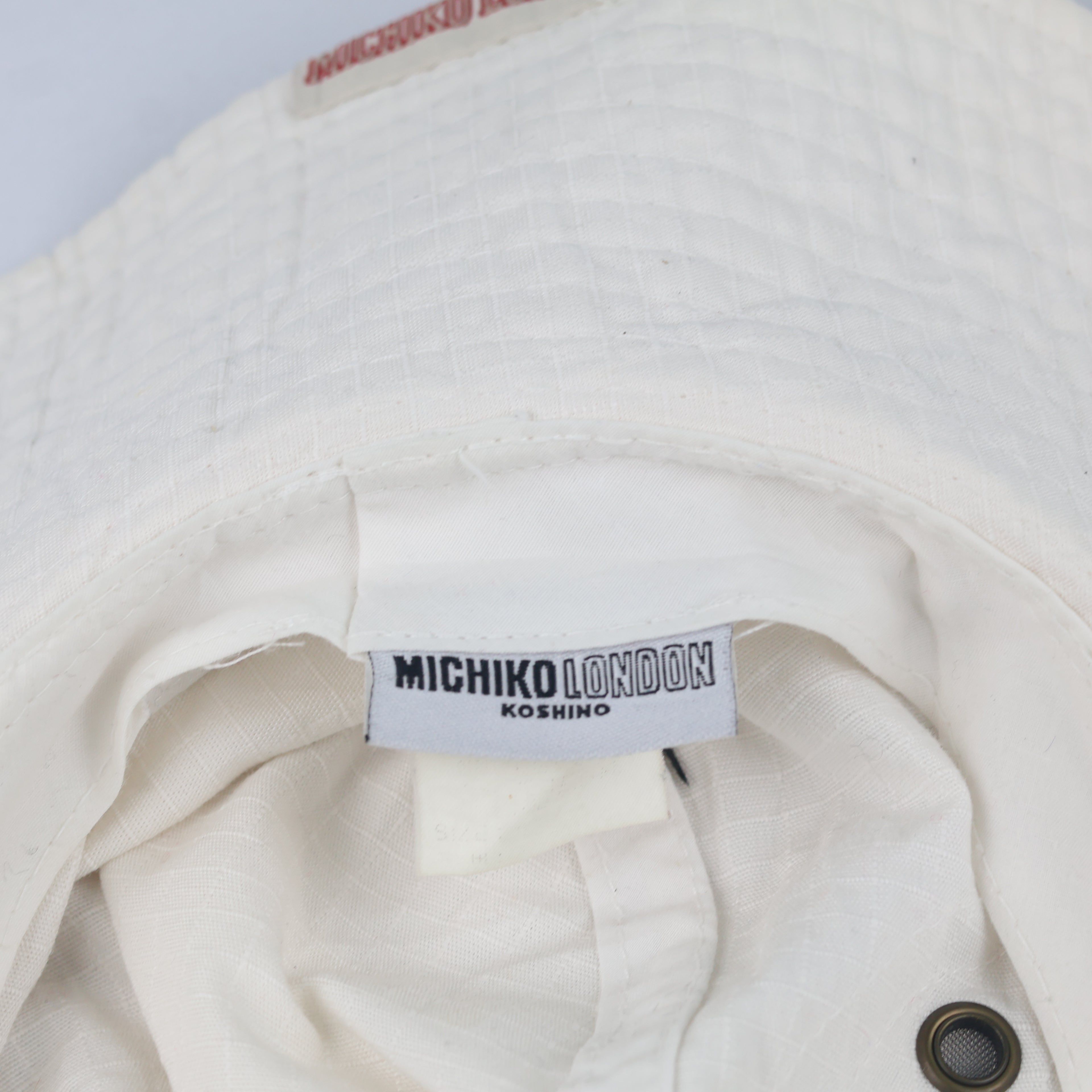 Thrifted Michiko London White Ripstop Chinstrap Sun Hat - Size 58cm