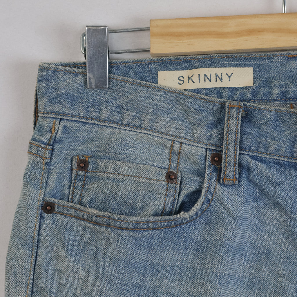 Thrifted Gap 1969 Vintage Wash Distressed Skinny Jeans Waist:30-32/ J1092
