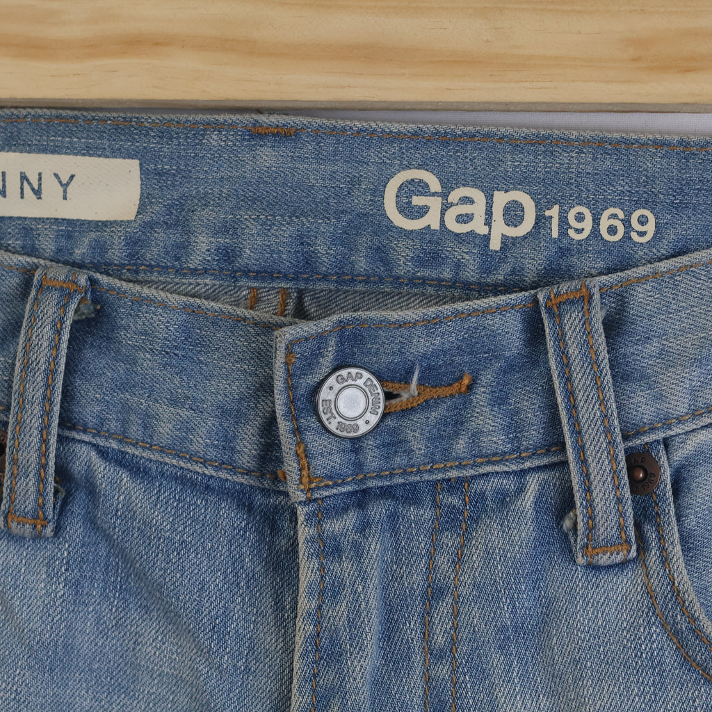 Thrifted Gap 1969 Vintage Wash Distressed Skinny Jeans Waist:30-32/ J1092