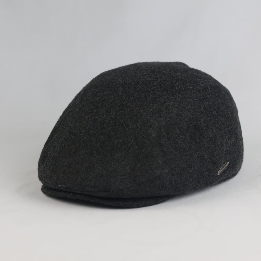Thrifted Dark Grey Winter Flat Cap – Classic Wool Blend Ivy Hat (58 cm) | 11011