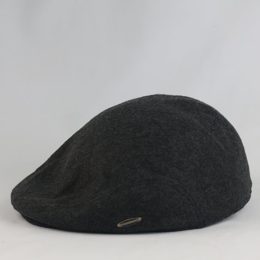 Thrifted Dark Grey Winter Flat Cap – Classic Wool Blend Ivy Hat (58 cm) | 11011