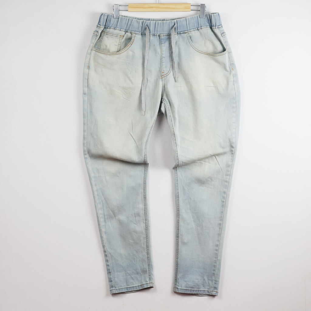 Thrifted Men's Casual Light Blue Elastic Waist Denim Waist:32/ J1088