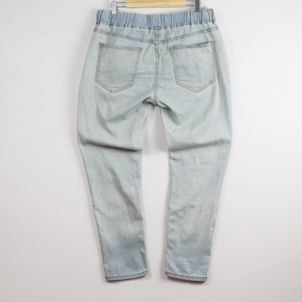 Thrifted Men's Casual Light Blue Elastic Waist Denim Waist:32/ J1088