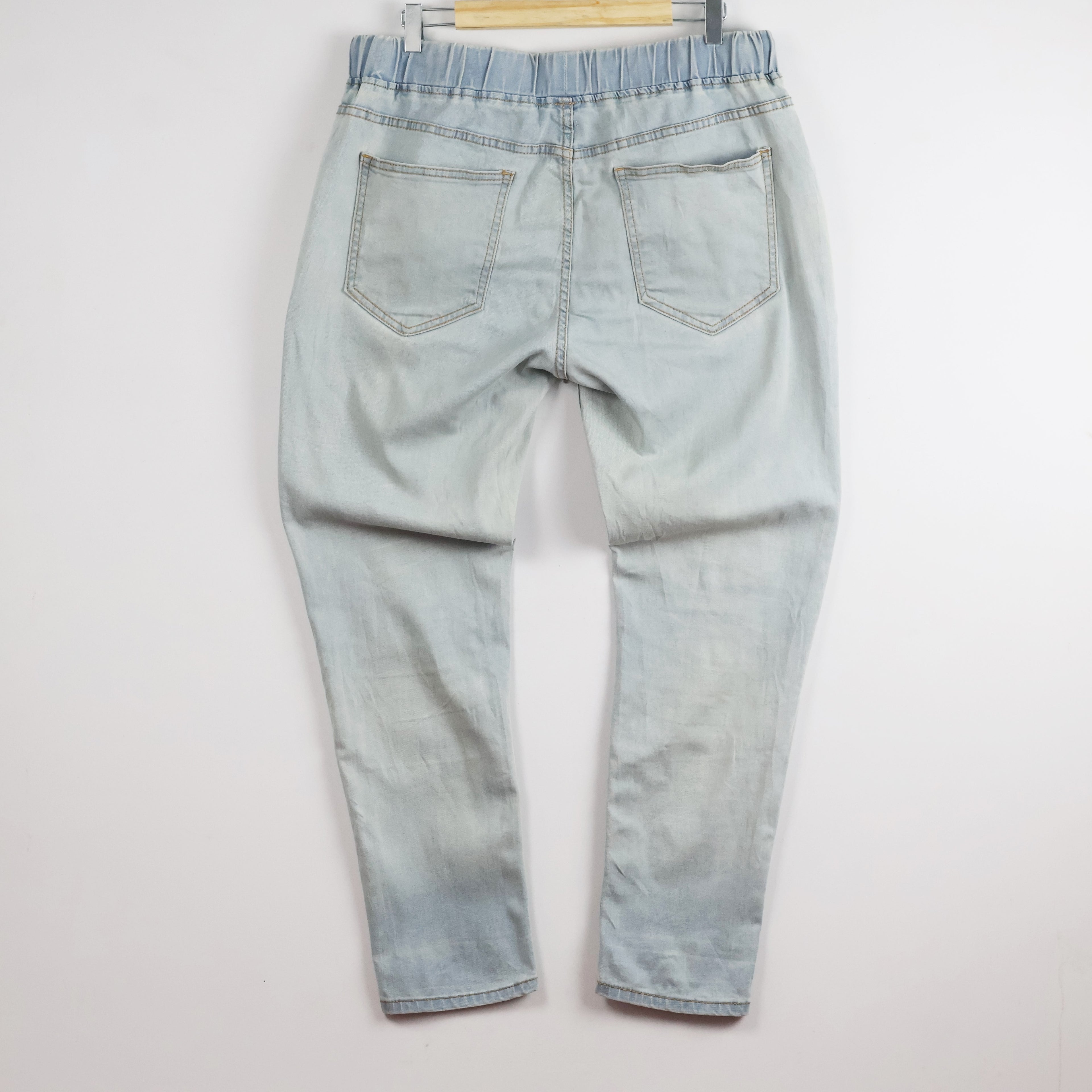 Thrifted Men's Casual Light Blue Elastic Waist Denim Waist:32/ J1088