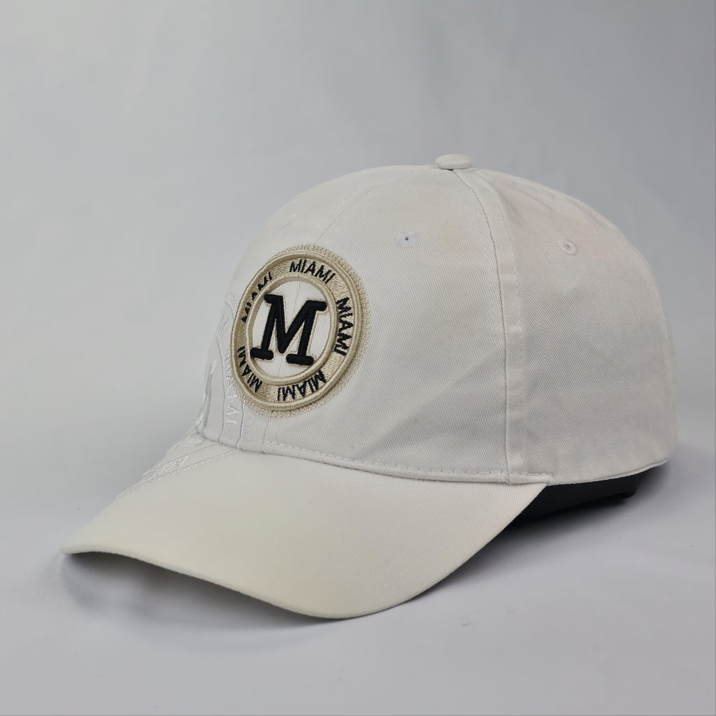 Robin Ruth Miami City Embroidered Baseball ThriftedCap - Off-White
