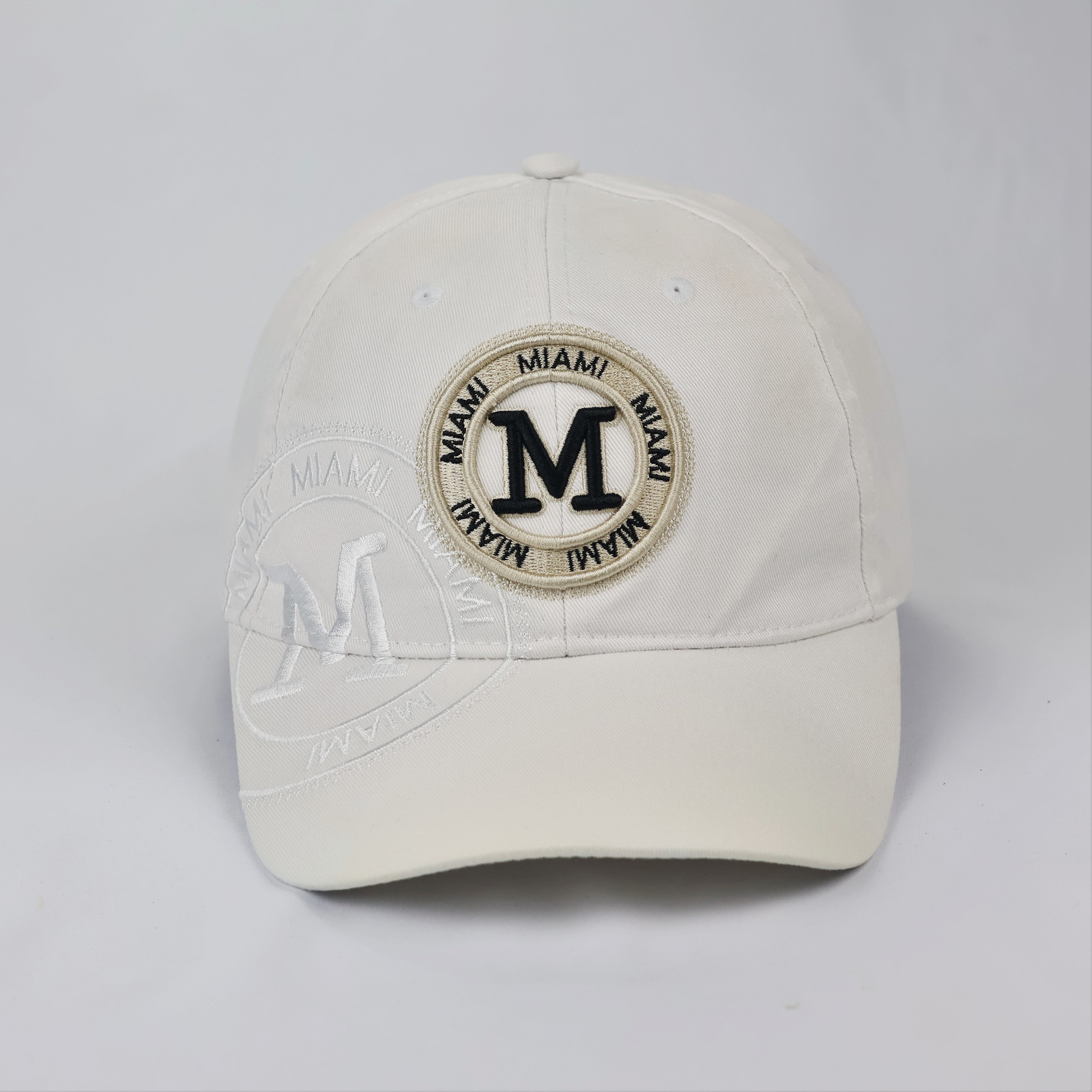 Robin Ruth Miami City Embroidered Baseball ThriftedCap - Off-White