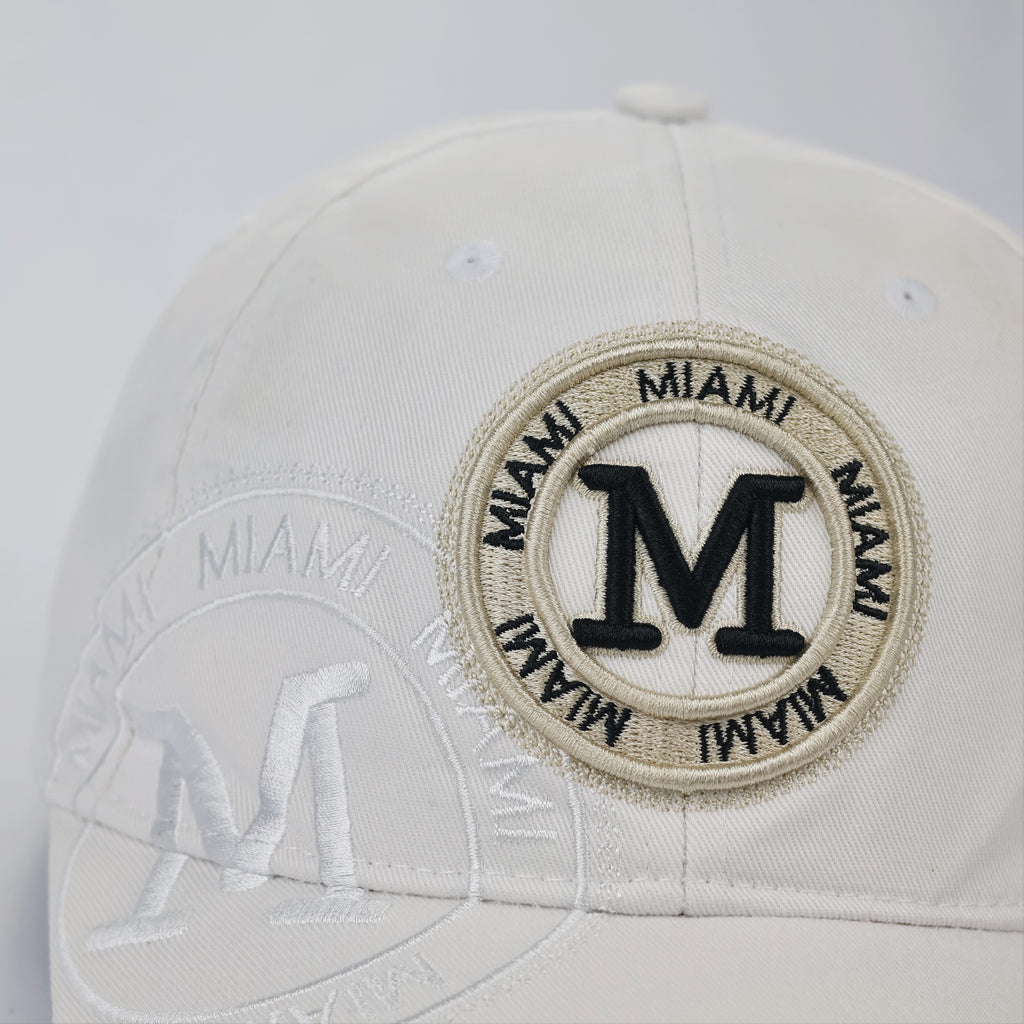 Robin Ruth Miami City Embroidered Baseball ThriftedCap - Off-White
