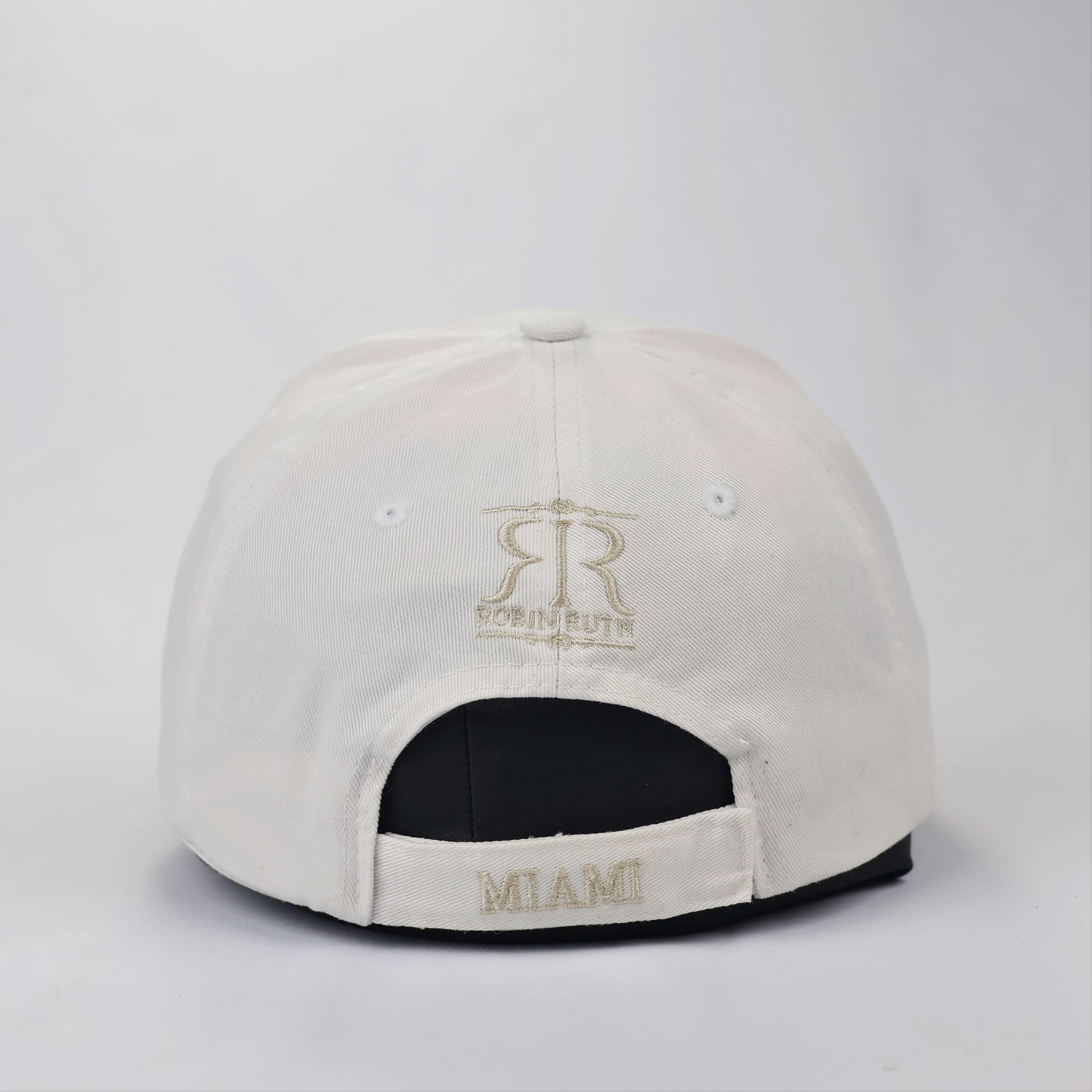 Robin Ruth Miami City Embroidered Baseball ThriftedCap - Off-White