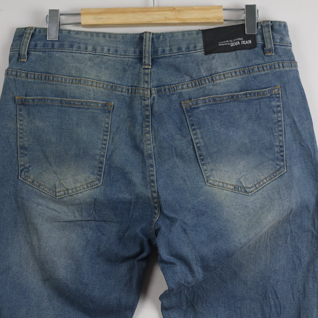 Thrifted Men's Diva Jean Blue Casual Denim Waist:33-34/ J1086