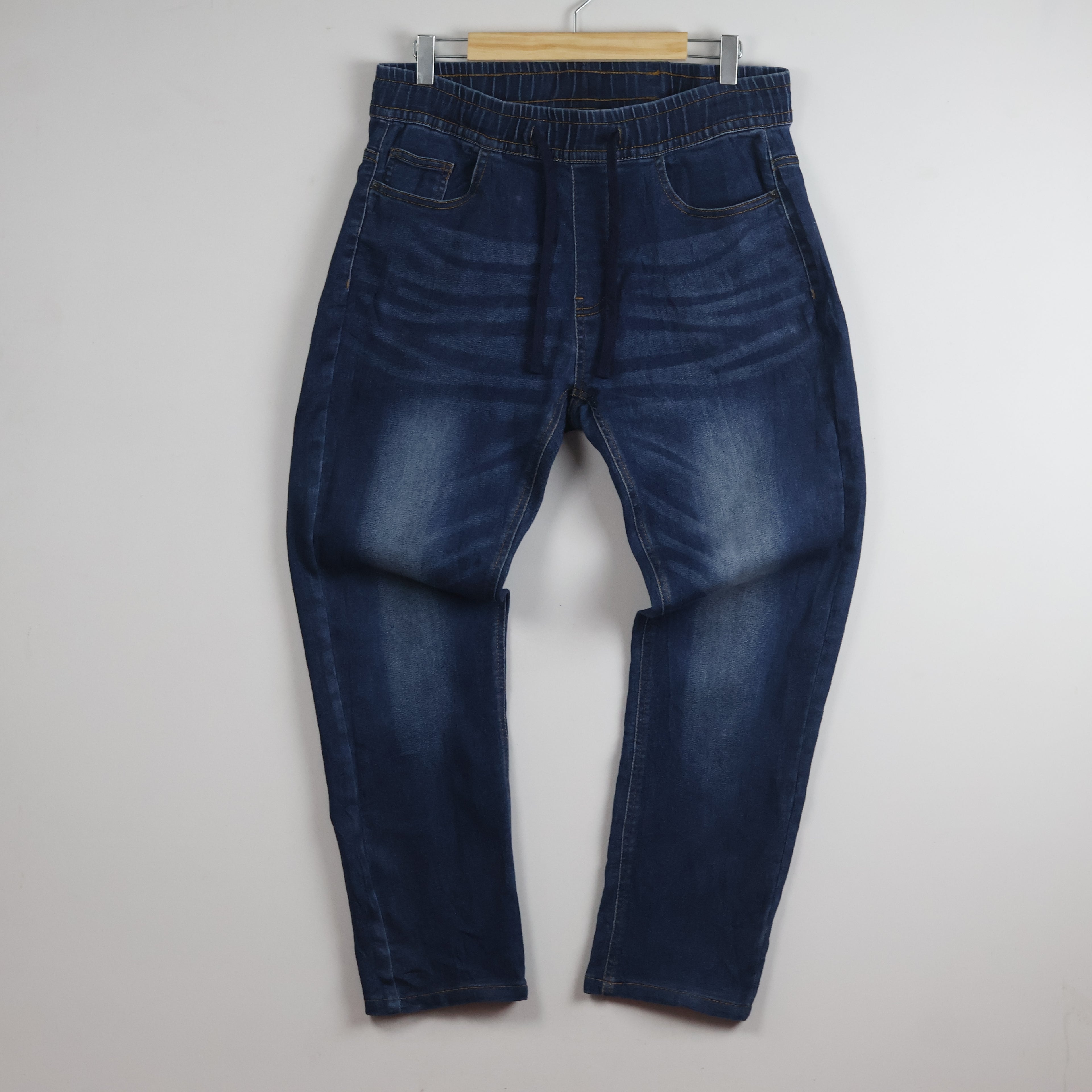 Thrifted Men's V.Cut Blue Elastic Waist Denim Waist:32/ J1085