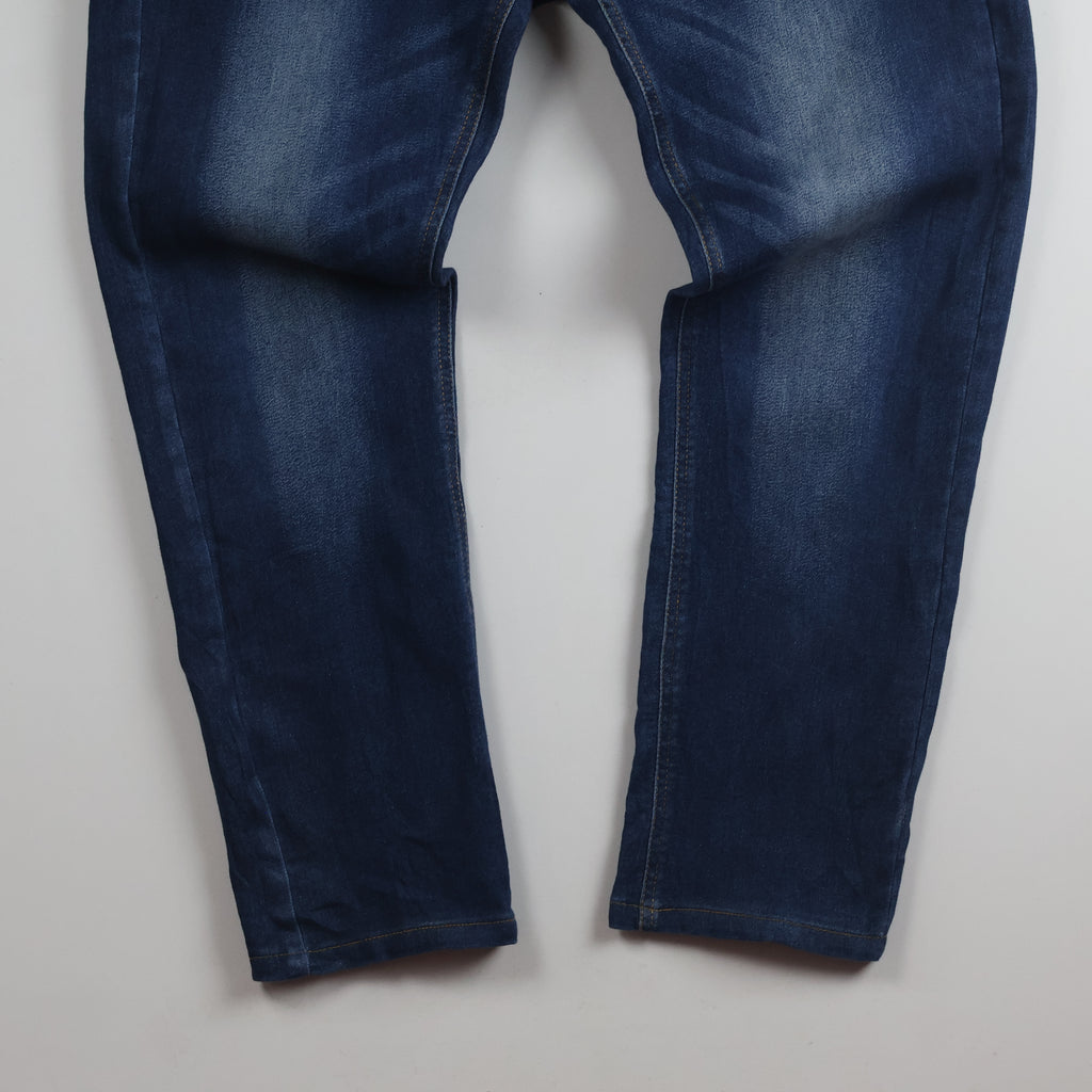 Thrifted Men's V.Cut Blue Elastic Waist Denim Waist:32/ J1085