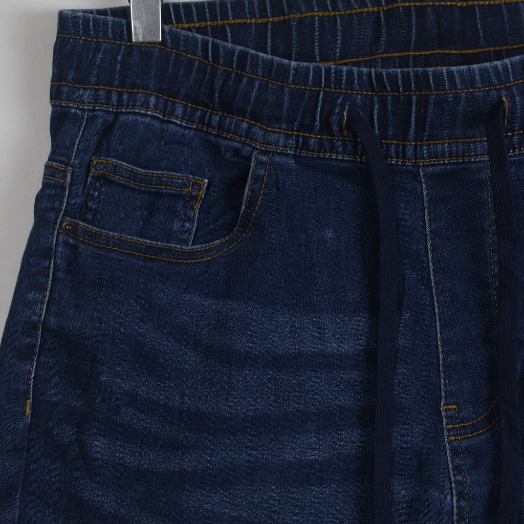 Thrifted Men's V.Cut Blue Elastic Waist Denim Waist:32/ J1085