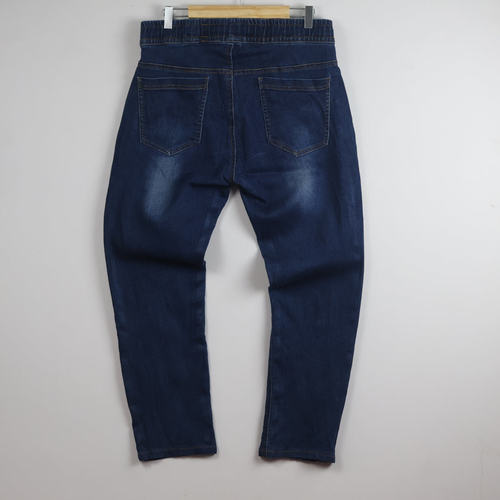 Thrifted Men's V.Cut Blue Elastic Waist Denim Waist:32/ J1085