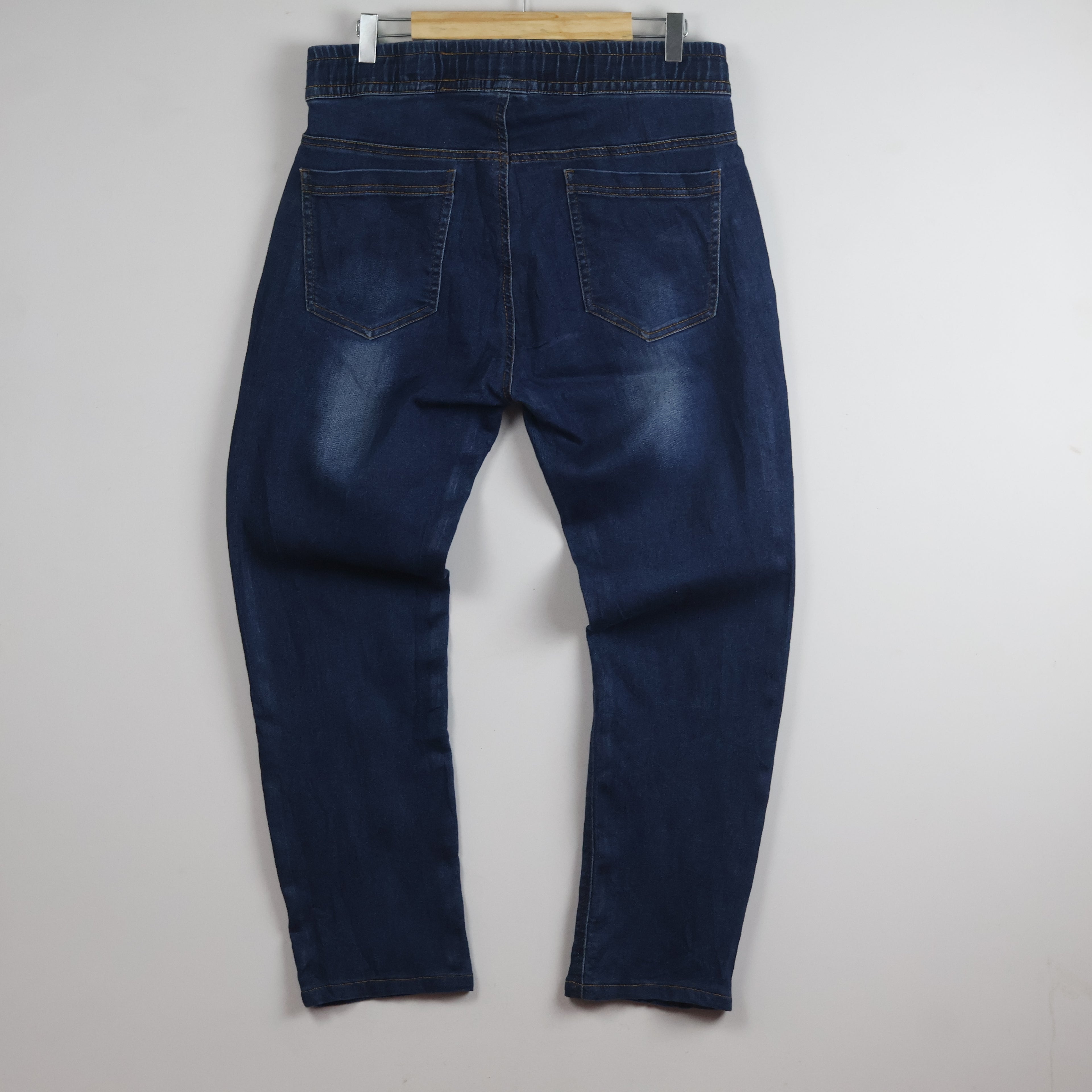 Thrifted Men's V.Cut Blue Elastic Waist Denim Waist:32/ J1085