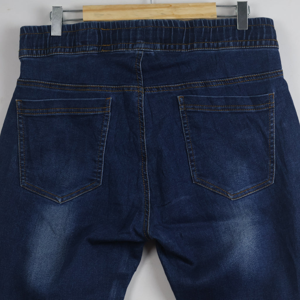 Thrifted Men's V.Cut Blue Elastic Waist Denim Waist:32/ J1085