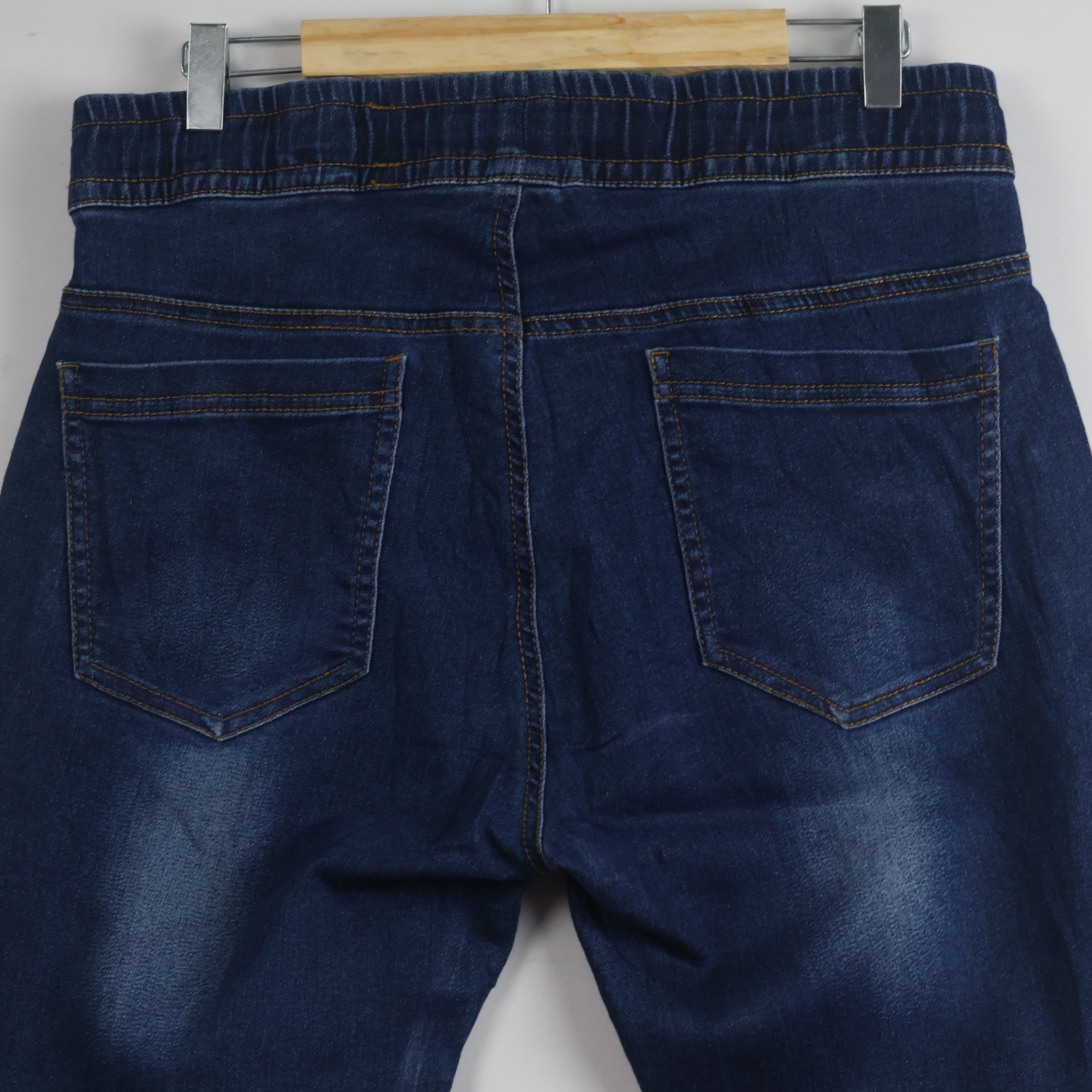 Thrifted Men's V.Cut Blue Elastic Waist Denim Waist:32/ J1085