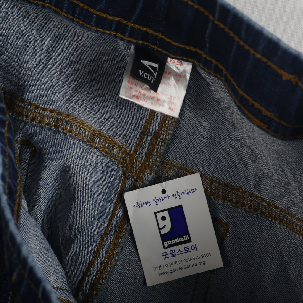 Thrifted Men's V.Cut Blue Elastic Waist Denim Waist:32/ J1085