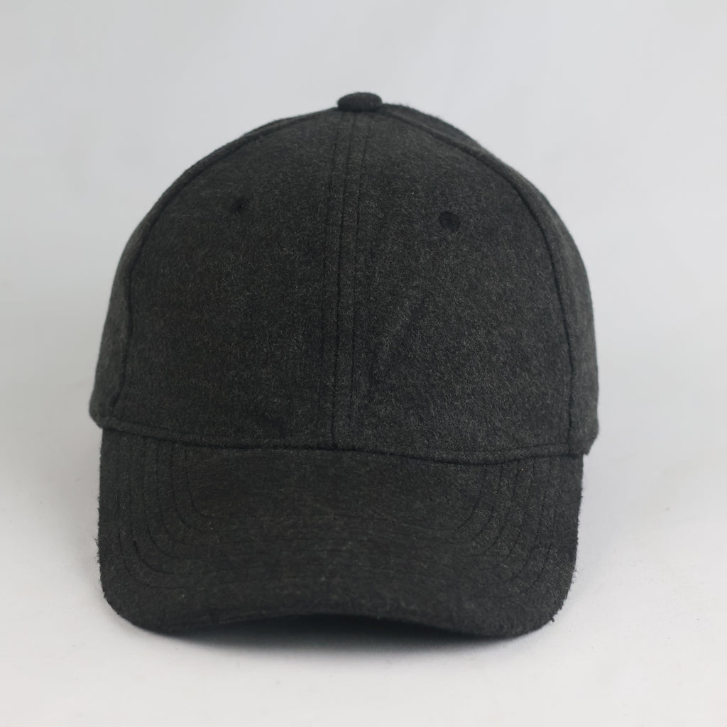 Thrifted Dark Charcoal Grey Felt Blank Baseball Cap | 10887
