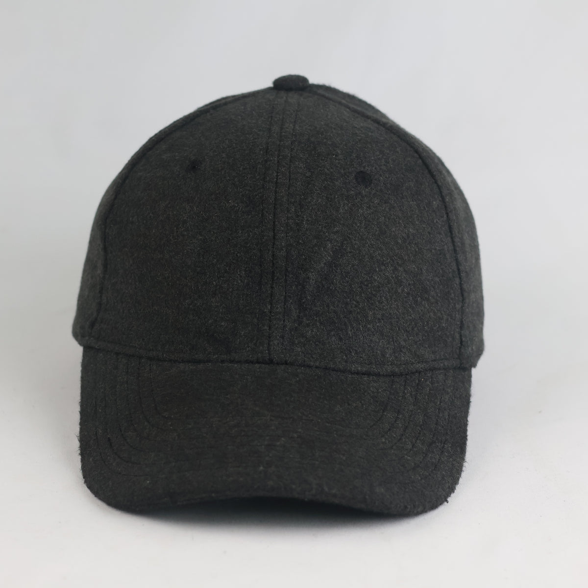 Thrifted Dark Charcoal Grey Felt Blank Baseball Cap | 10887