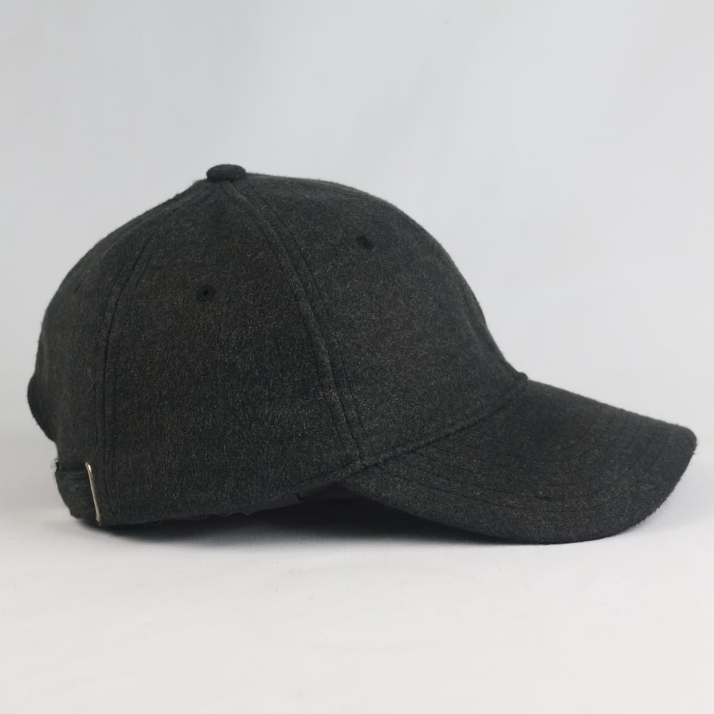 Thrifted Dark Charcoal Grey Felt Blank Baseball Cap | 10887