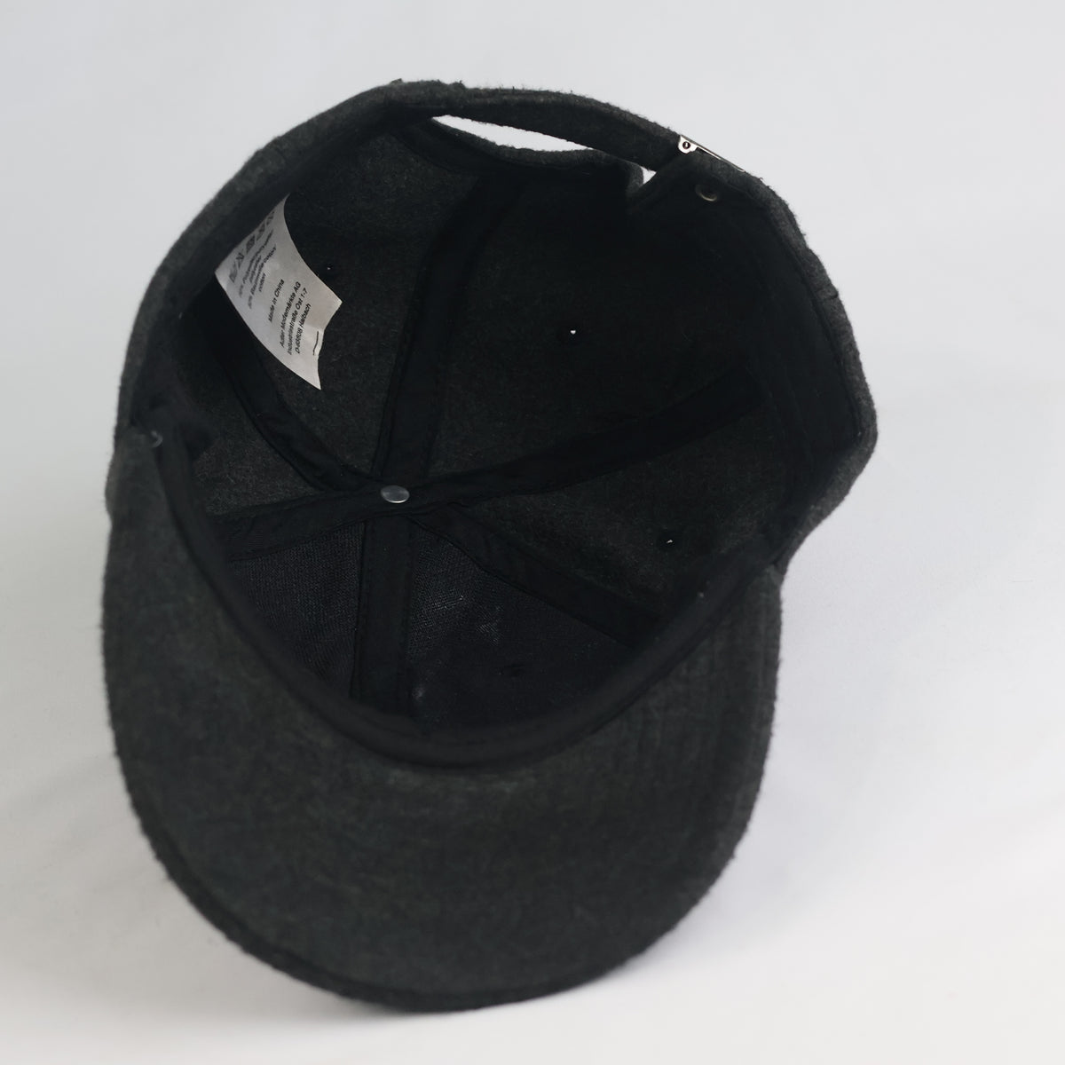 Thrifted Dark Charcoal Grey Felt Blank Baseball Cap | 10887