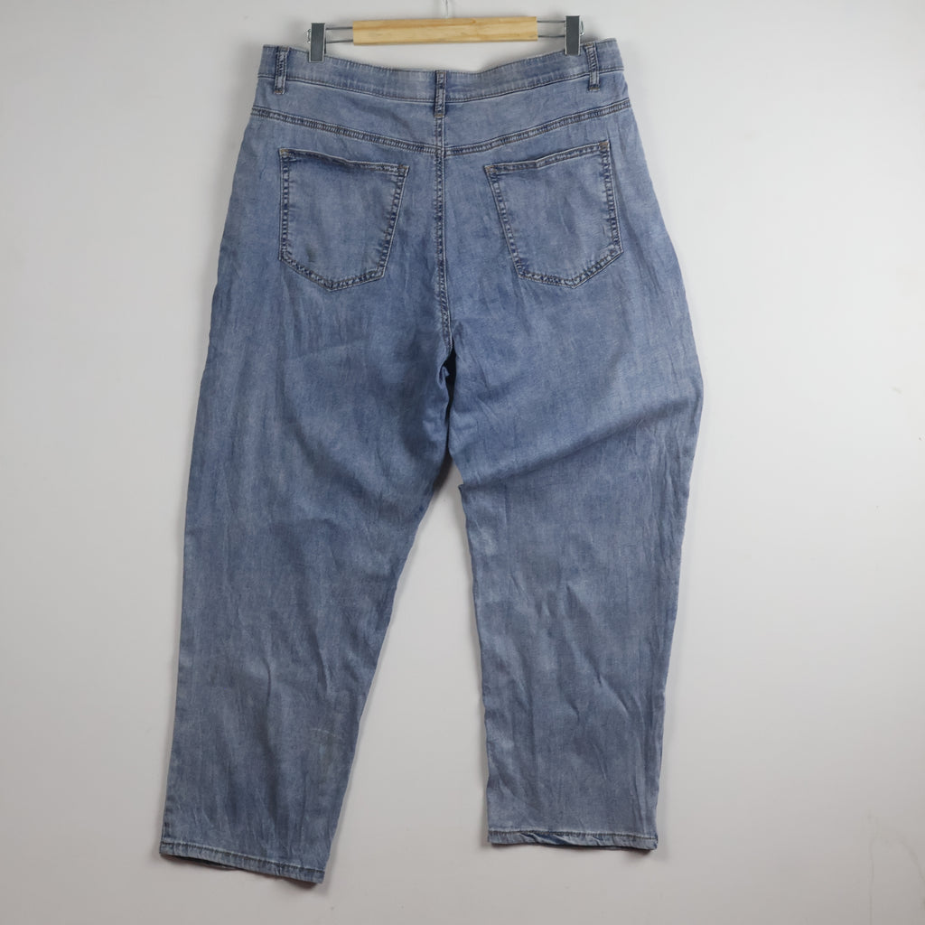 Thrifted Men's V.Cut Blue Elastic Waist Denim Waist:34/ J1084