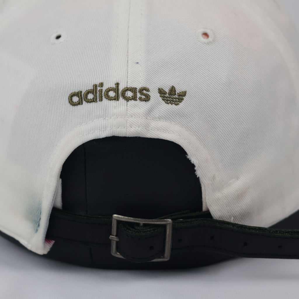 Thrifted adidas Originals Cream Cotton Cap with Leather Strap