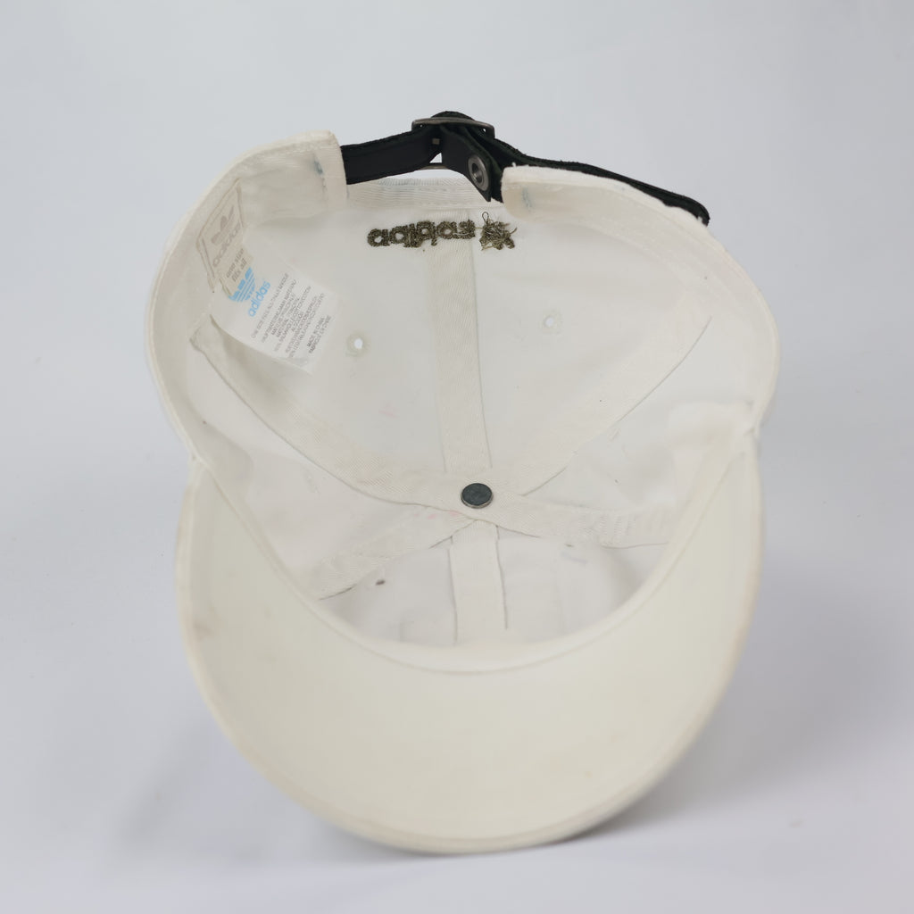 Thrifted adidas Originals Cream Cotton Cap with Leather Strap