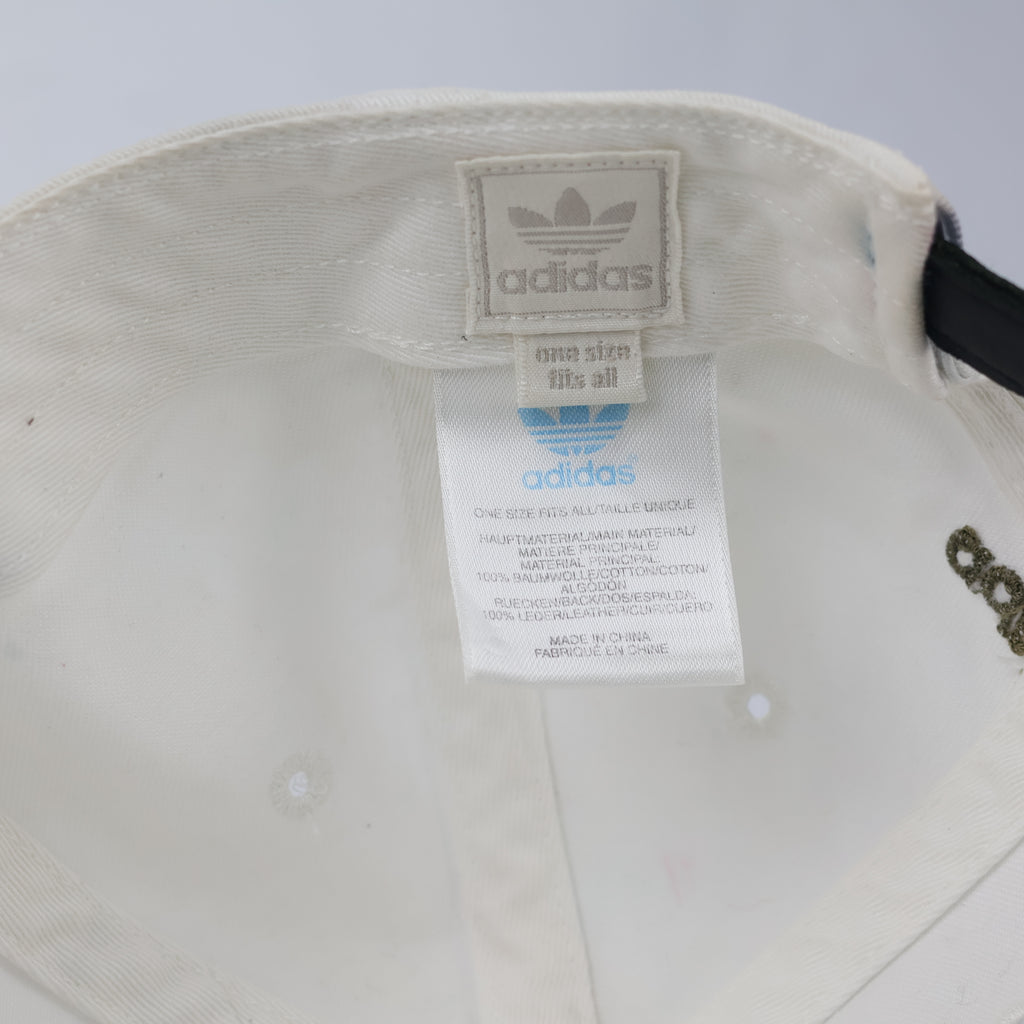 Thrifted adidas Originals Cream Cotton Cap with Leather Strap