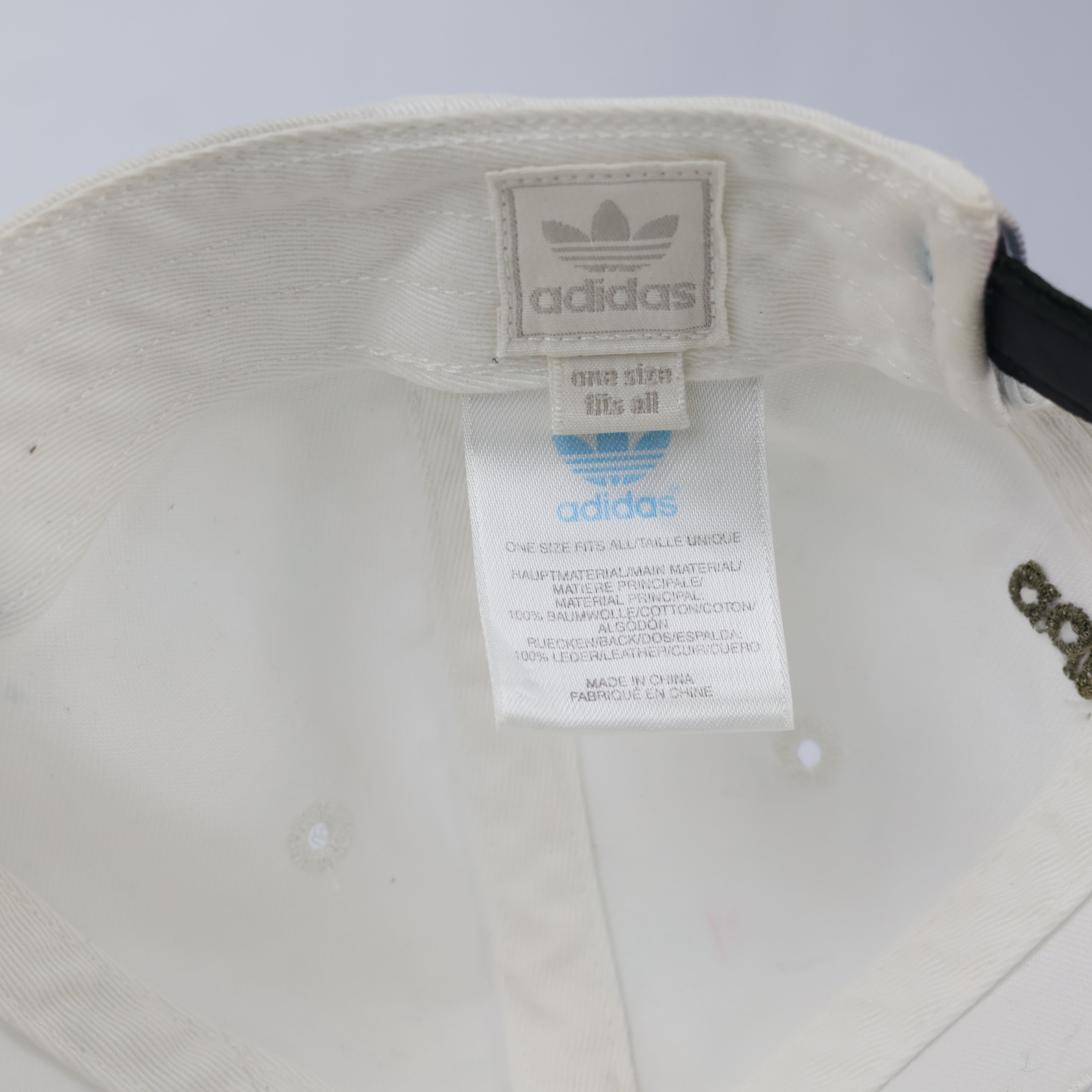 Thrifted adidas Originals Cream Cotton Cap with Leather Strap