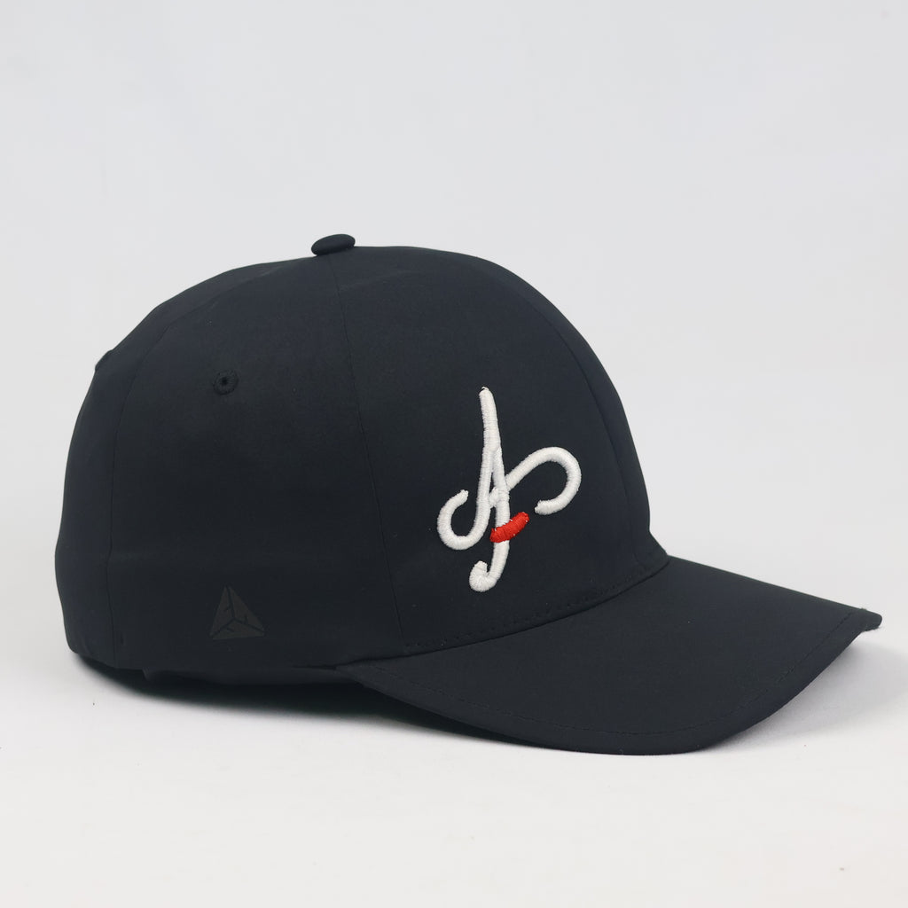 Thrifted Flexfit Delta Black Monogram Logo Fitted Cap - Size S/M (57-58cm)
