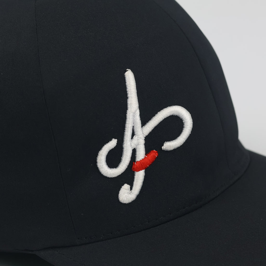 Thrifted Flexfit Delta Black Monogram Logo Fitted Cap - Size S/M (57-58cm)
