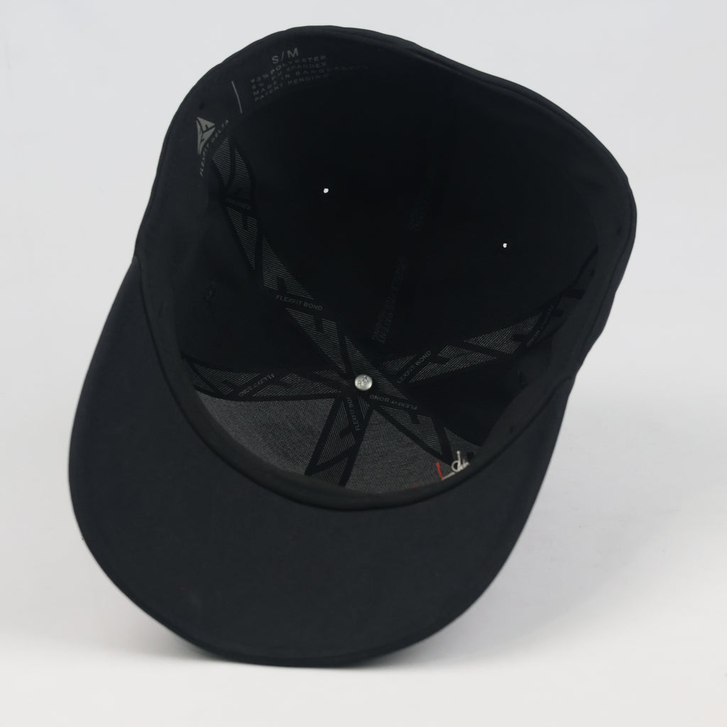 Thrifted Flexfit Delta Black Monogram Logo Fitted Cap - Size S/M (57-58cm)