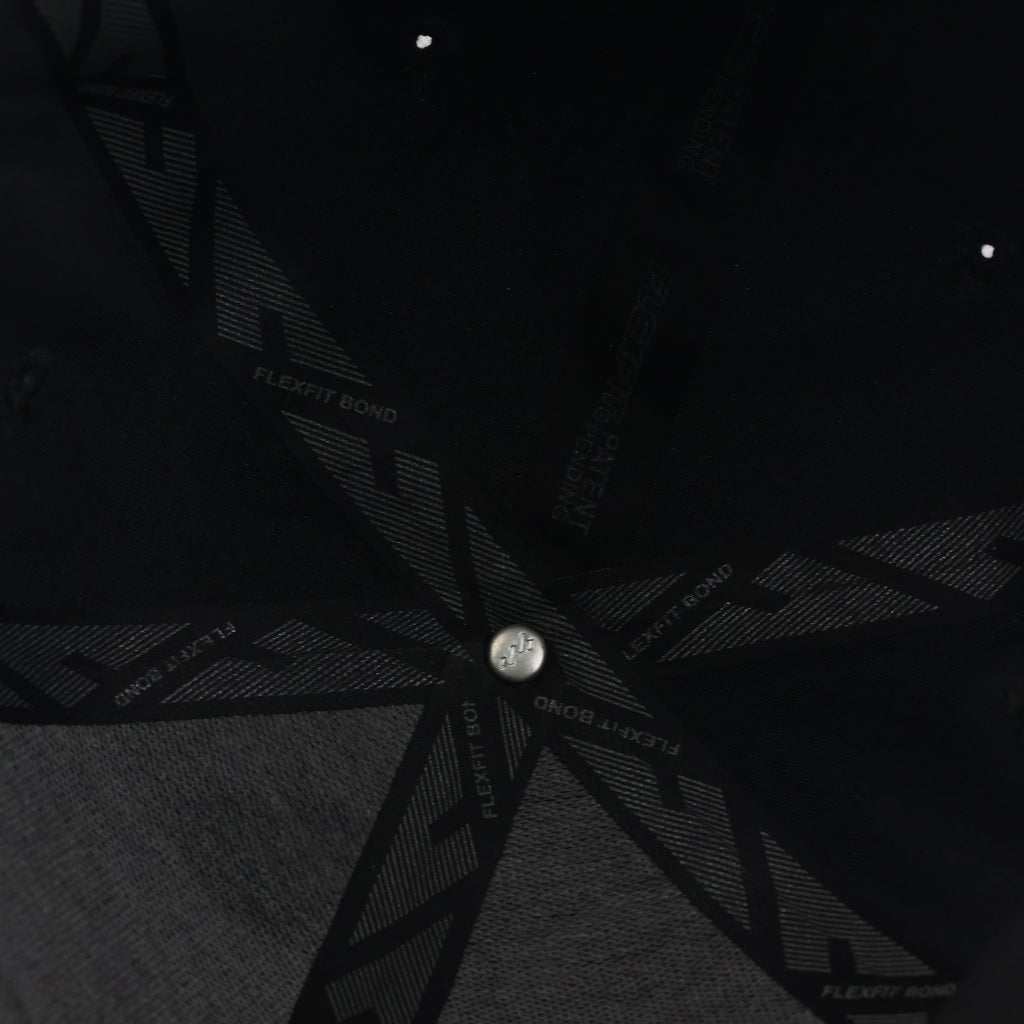 Thrifted Flexfit Delta Black Monogram Logo Fitted Cap - Size S/M (57-58cm)