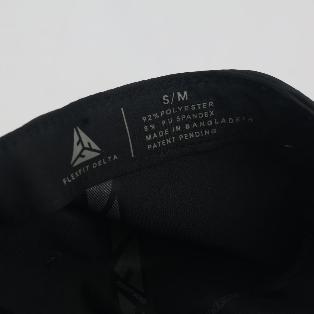 Thrifted Flexfit Delta Black Monogram Logo Fitted Cap - Size S/M (57-58cm)