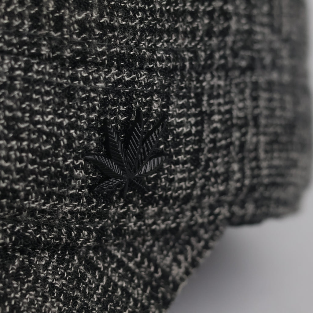 Thrifted Thick Charcoal Winter Military Winter Cap - Flat Top Weed Leaf Hat (57-59cm) | 10996