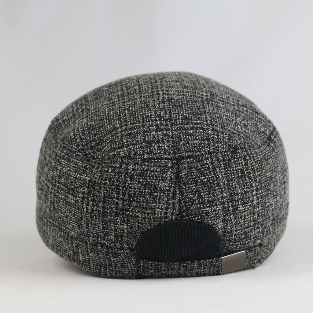 Thrifted Thick Charcoal Winter Military Winter Cap - Flat Top Weed Leaf Hat (57-59cm) | 10996