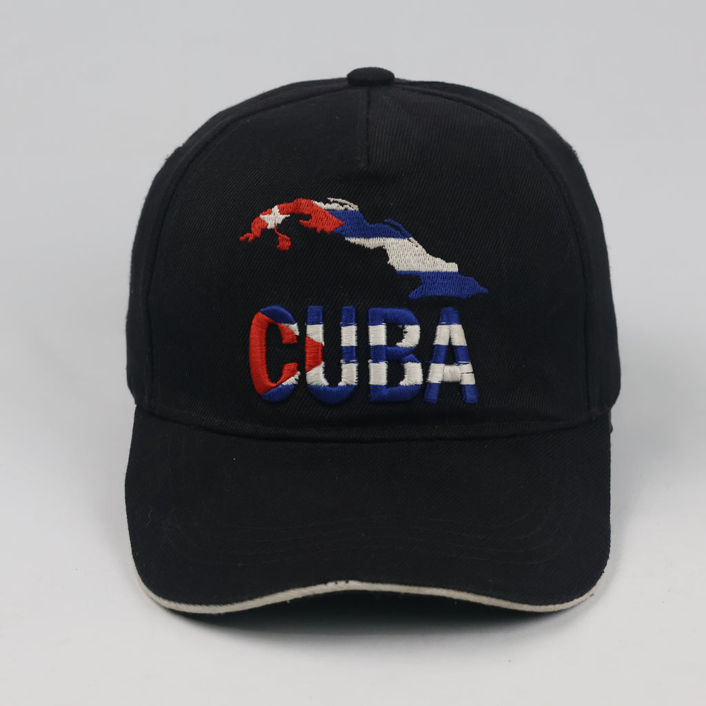 Thrifted STB Cuba Flag Map Black Cotton Cap - Size 56-58cm