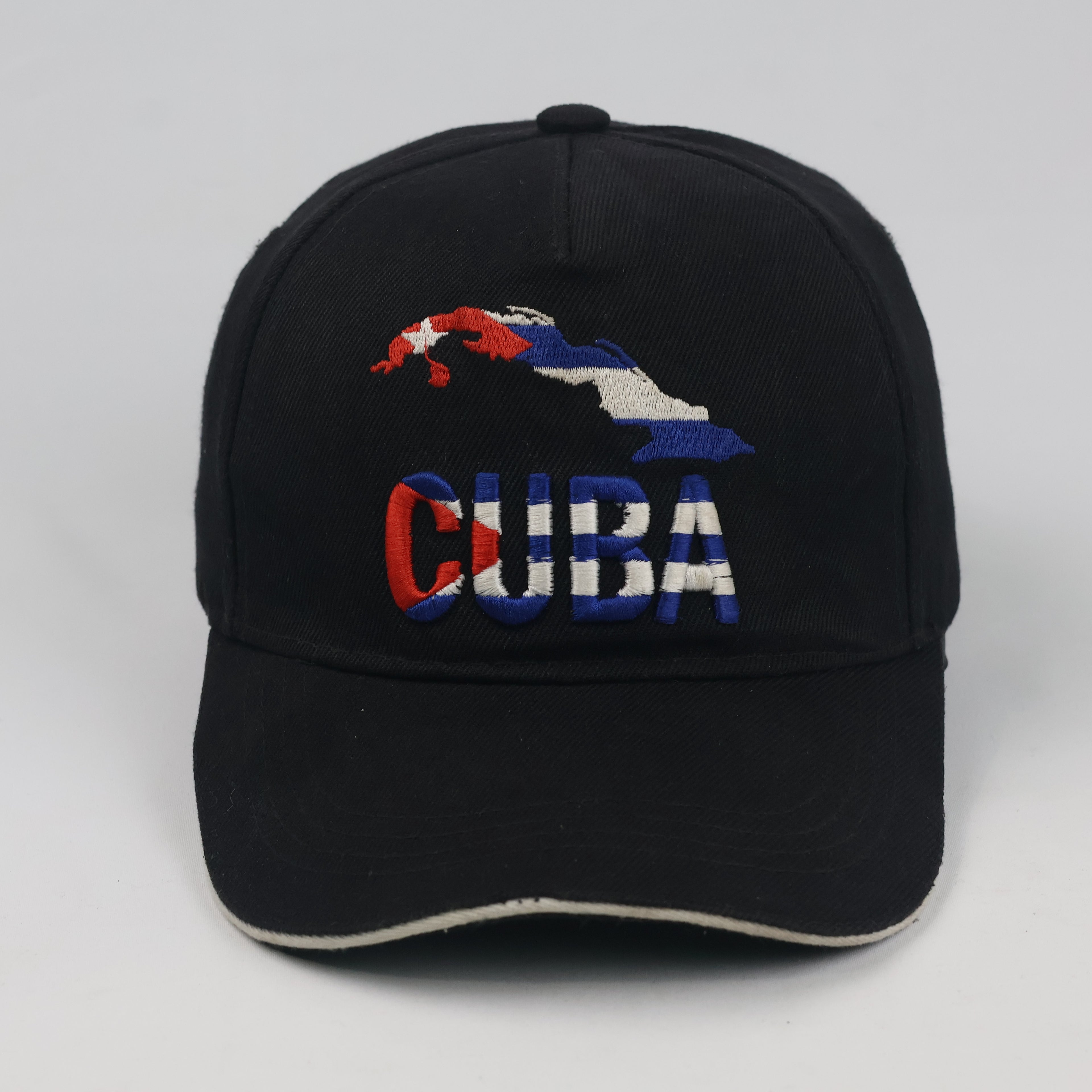 Thrifted STB Cuba Flag Map Black Cotton Cap - Size 56-58cm