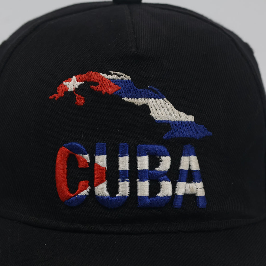 Thrifted STB Cuba Flag Map Black Cotton Cap - Size 56-58cm