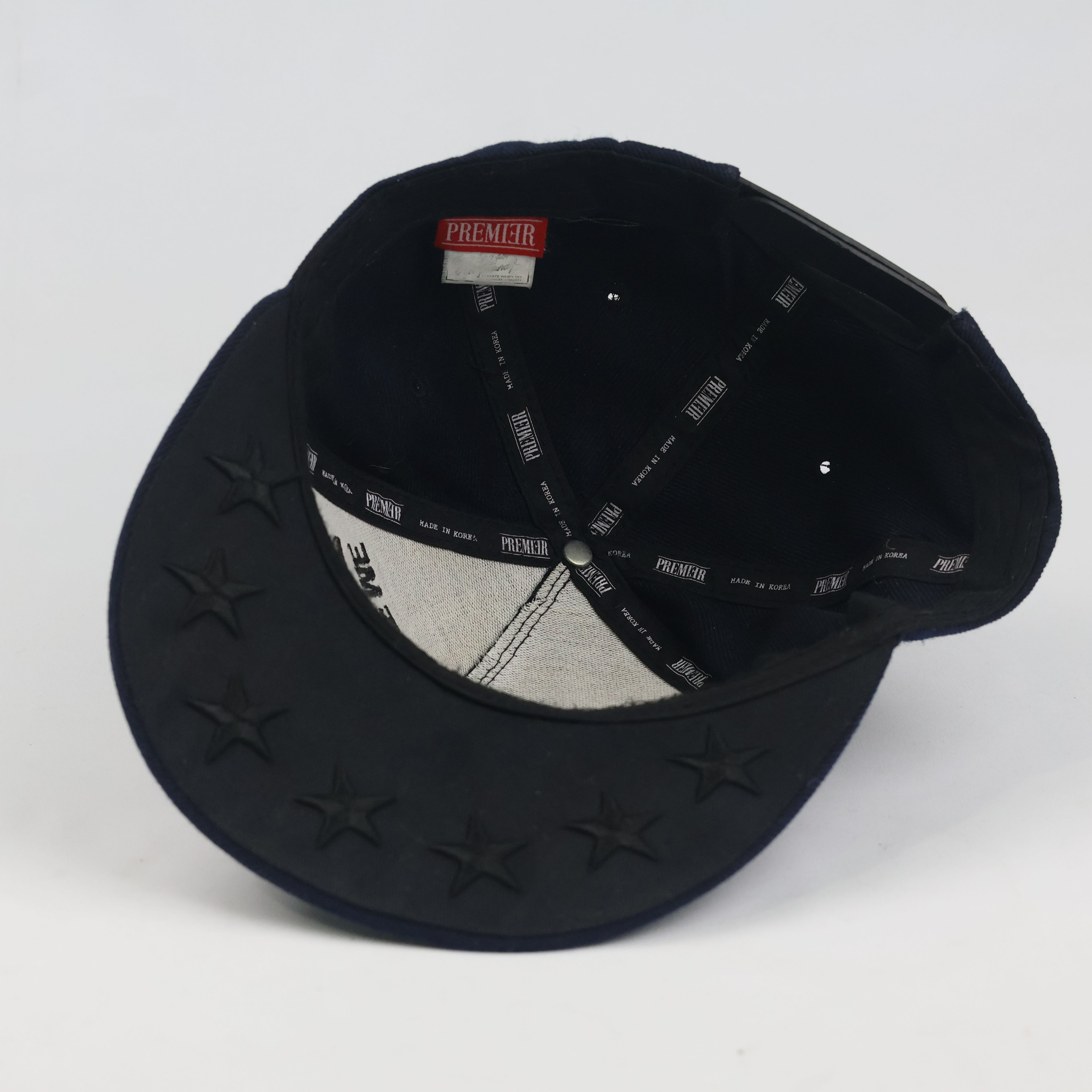 Thrifted Premier Navy Blue "Angry" Slogan Snapback Hat - Size 57-59cm
