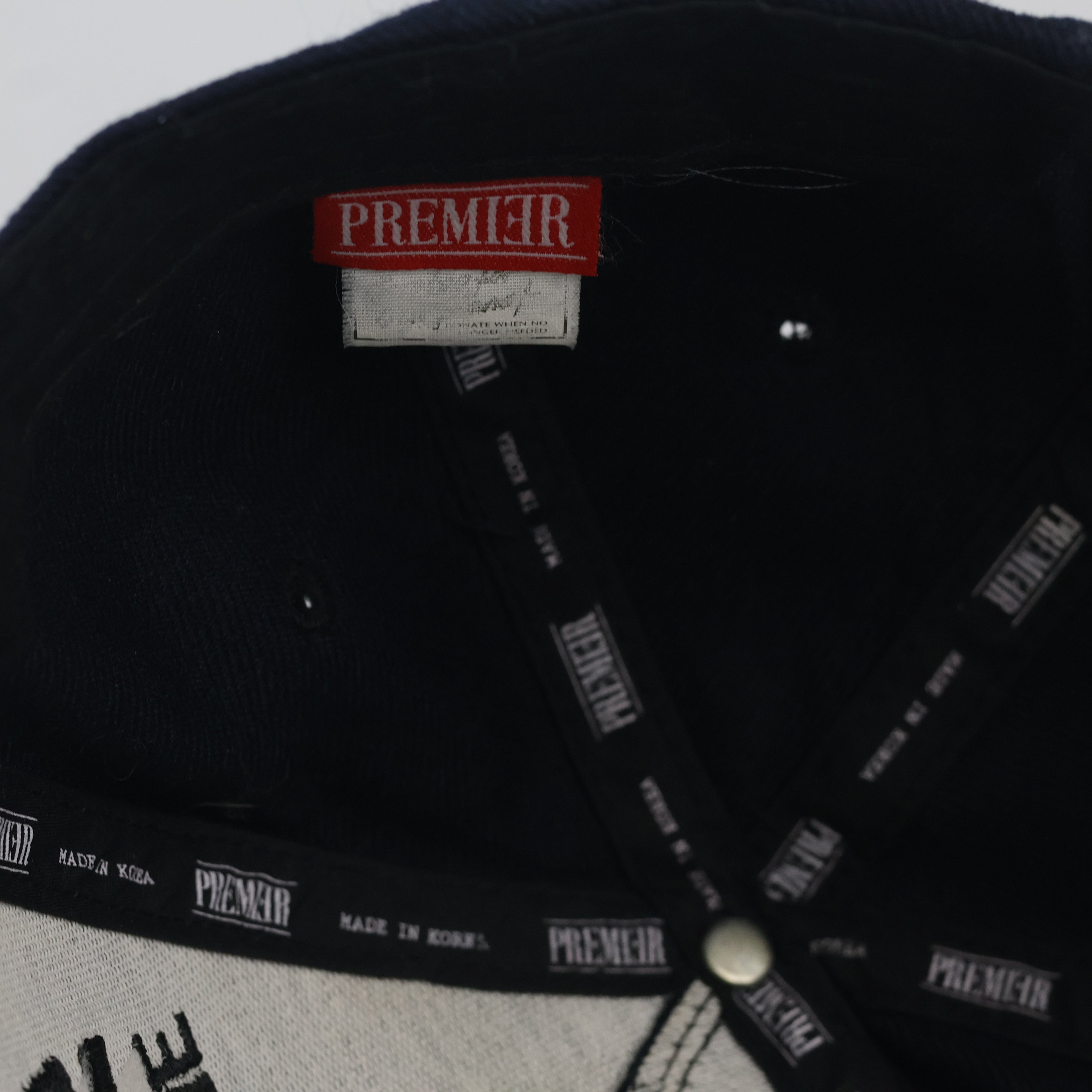 Thrifted Premier Navy Blue "Angry" Slogan Snapback Hat - Size 57-59cm