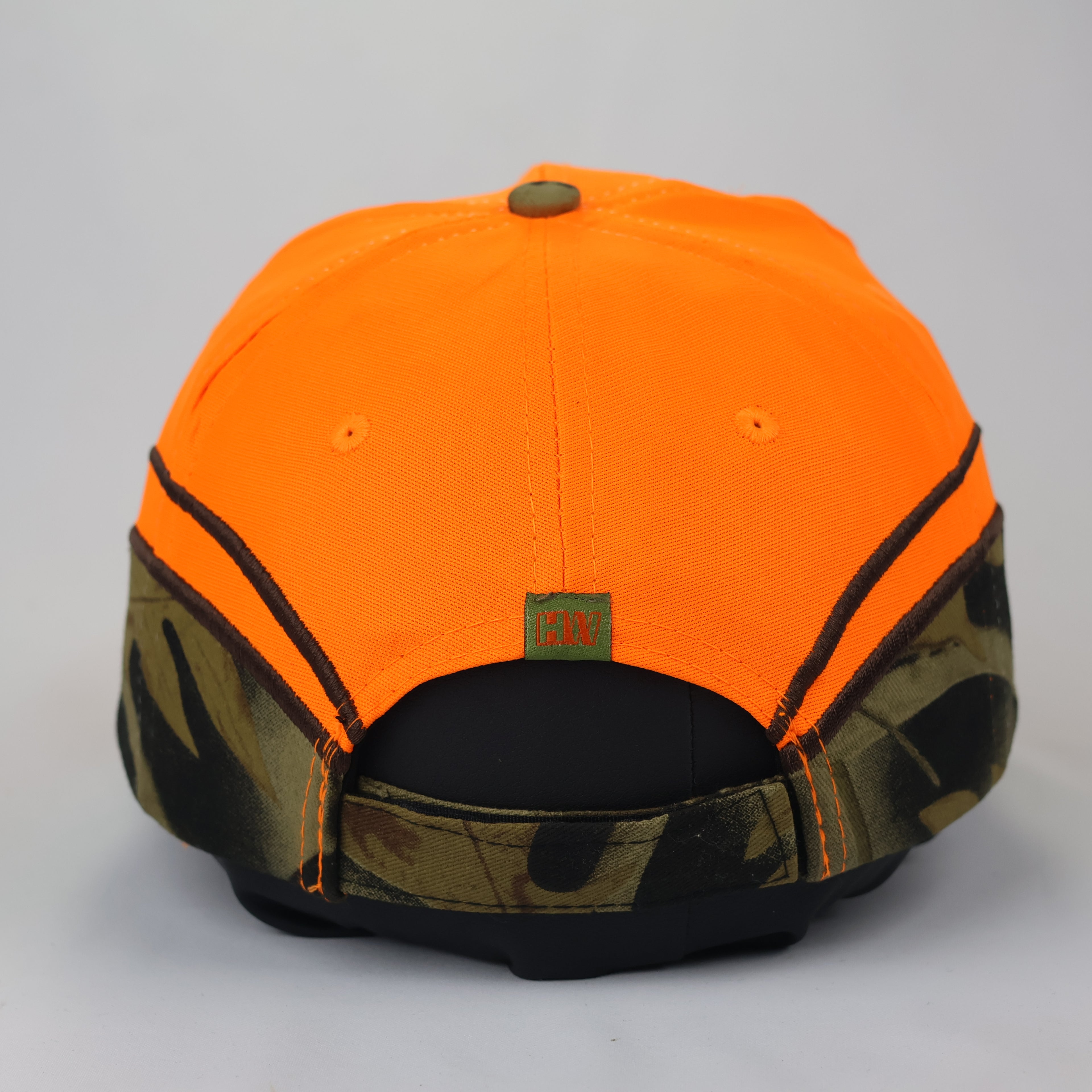 Neon Blaze Orange "Into The Wild" Camo Trim Hunting Cap